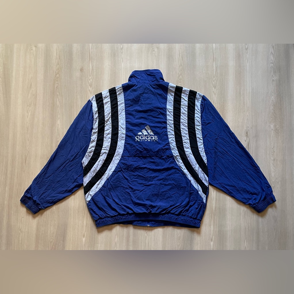 Vintage 90s Adidas Equipment Lined Windbreaker Jacket Full Zip Up Sz Xl